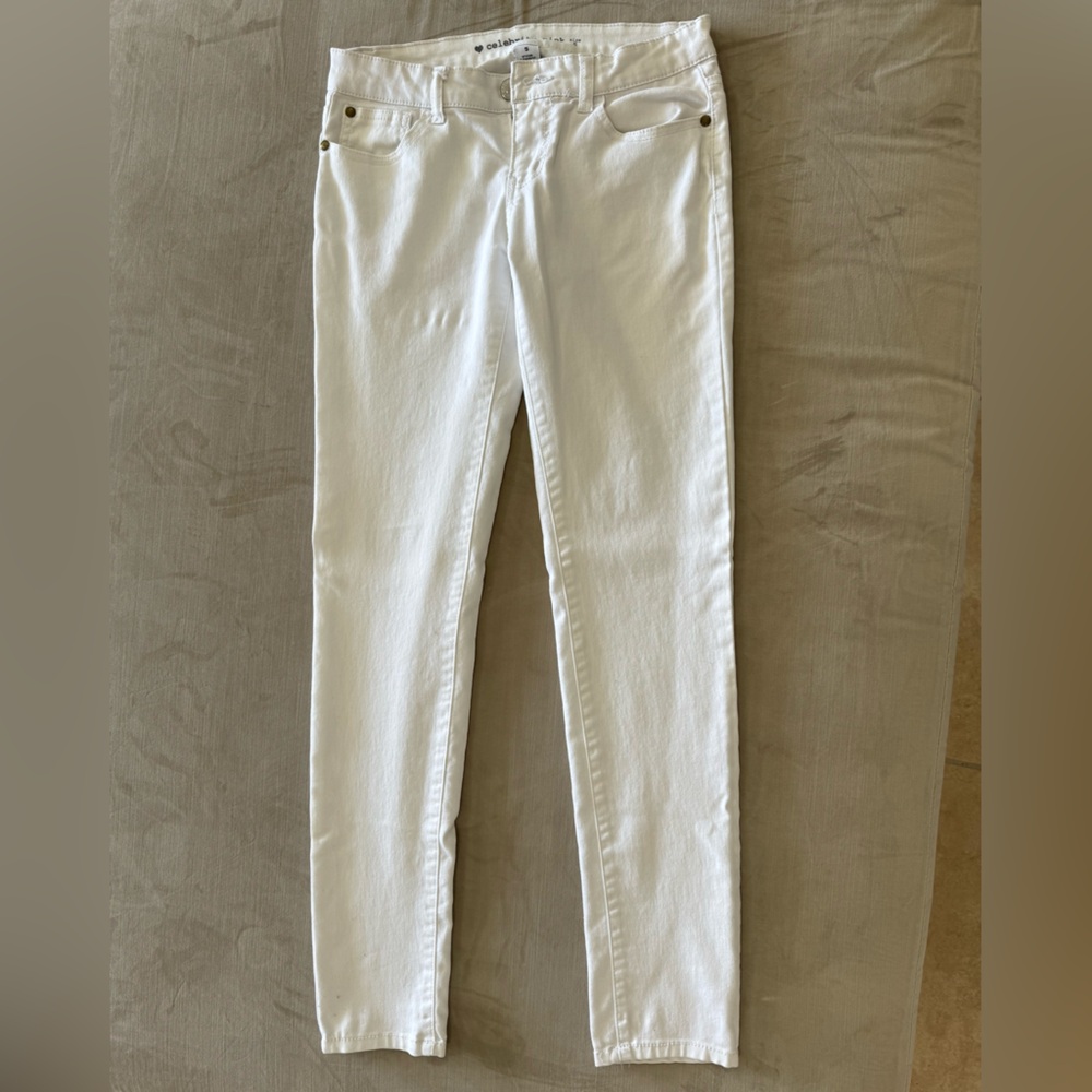 Celebrity pink white jeans